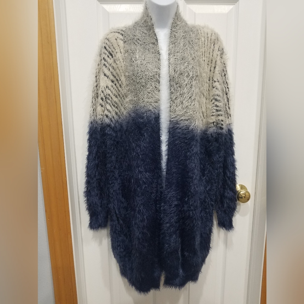 Orange Creek Cozy Cardigan Blue and Cream